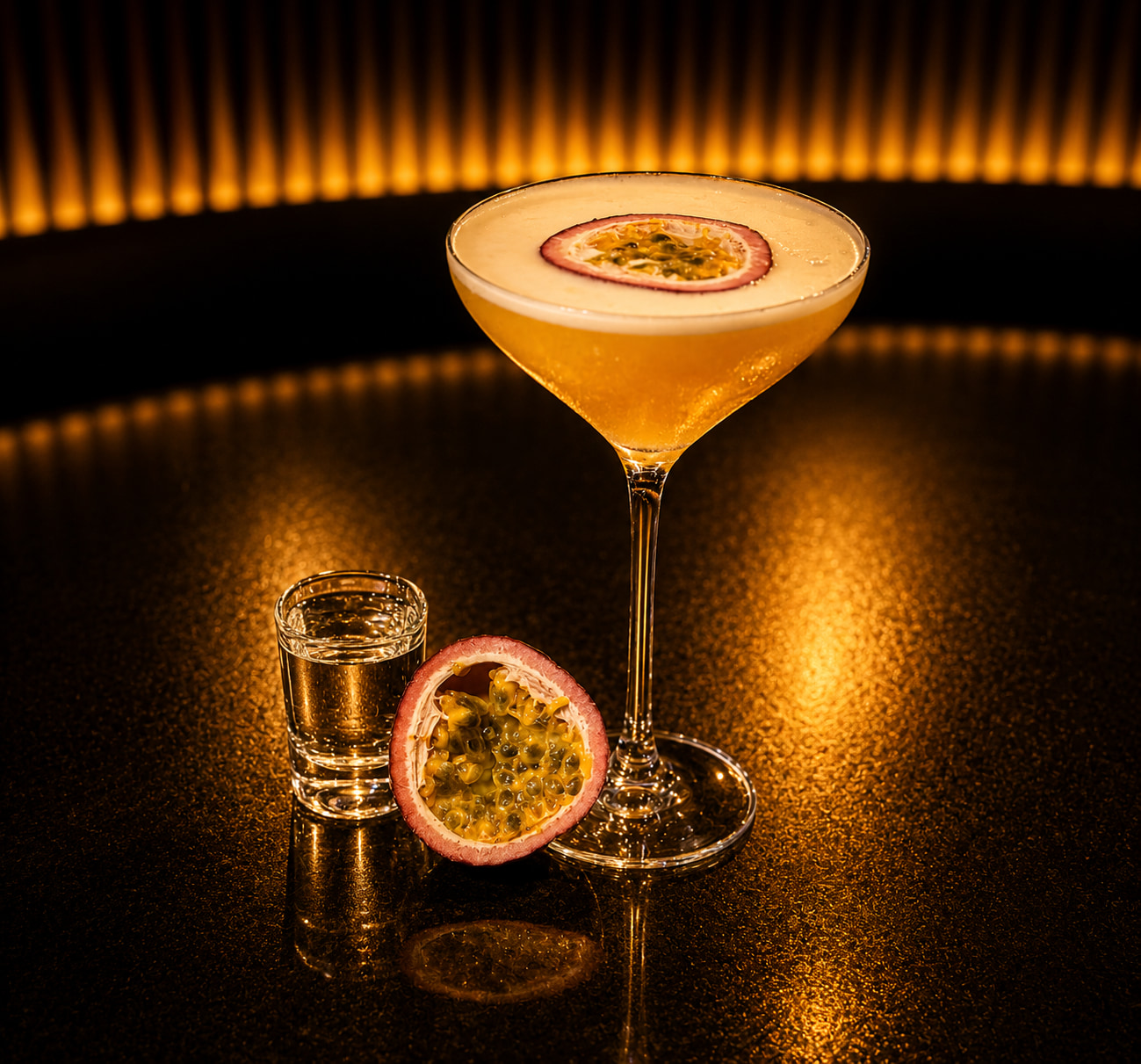 L'Écrin Star, cocktail jaune orangé au fruit de la passion