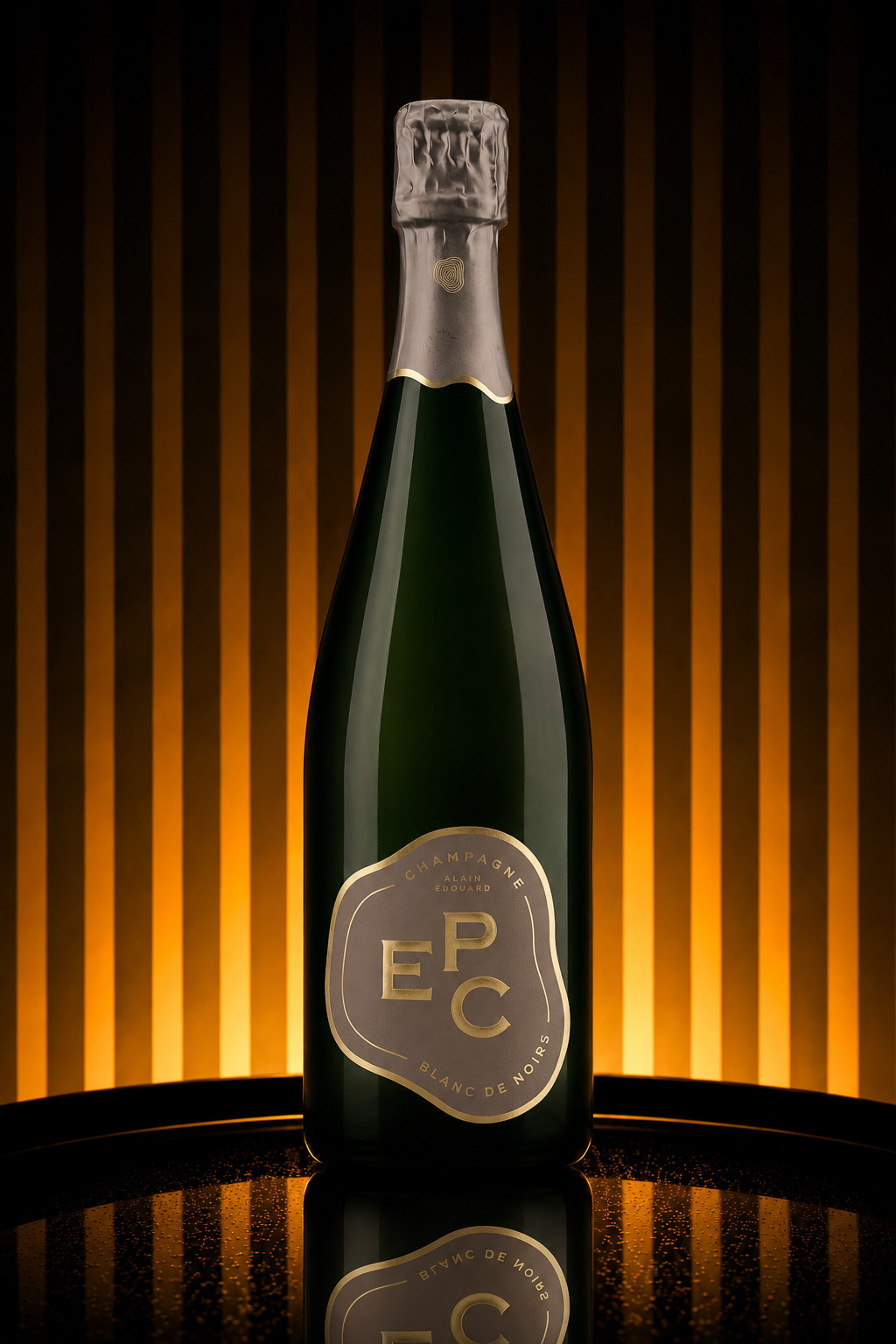 Une bouteille de champagne EPC Blanc de Noir